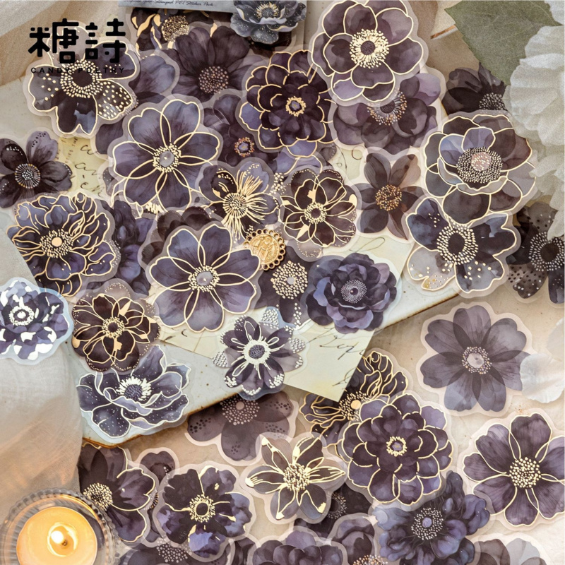 Gold Foil Flakes - 40 feuilles d'autocollants vintage en PET