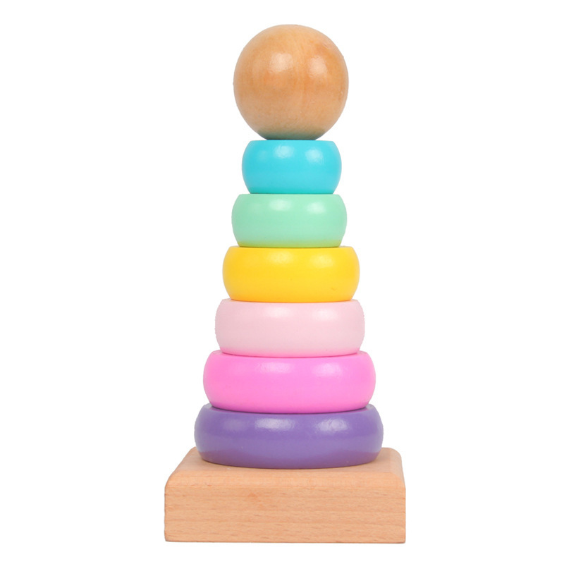 Wood Ring Blank - Tour arc-en-ciel pour enfants, virole, jouet