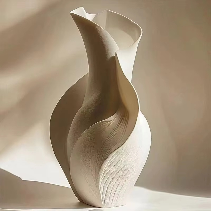 Dried Flower Bulk - Vase en céramique nordique abstrait herbe