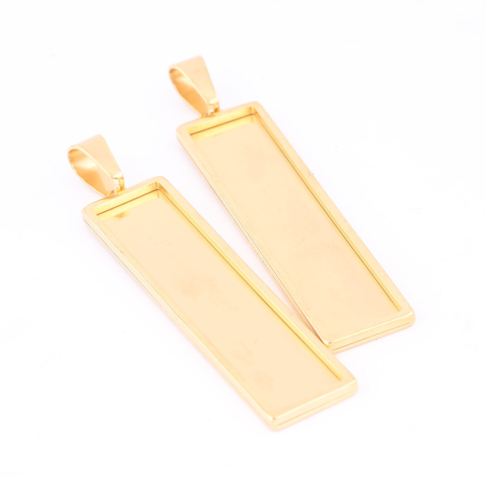 Bezels Set Pendant - Pendentif Cabochon Rectangulaire en Acier Inoxydable