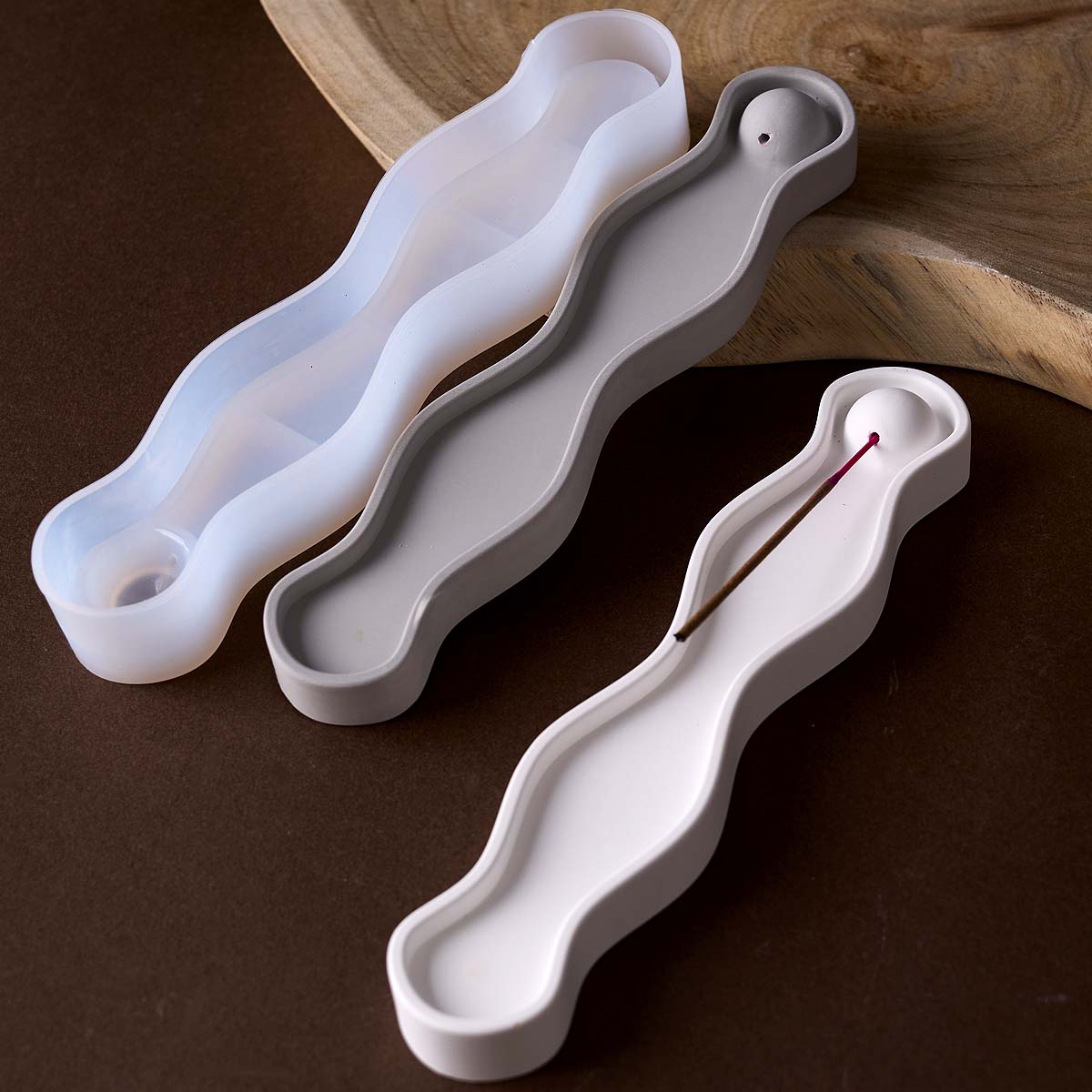 Serving Tray Mold - Plateau d'insertion d'encens ondulé Long, moule
